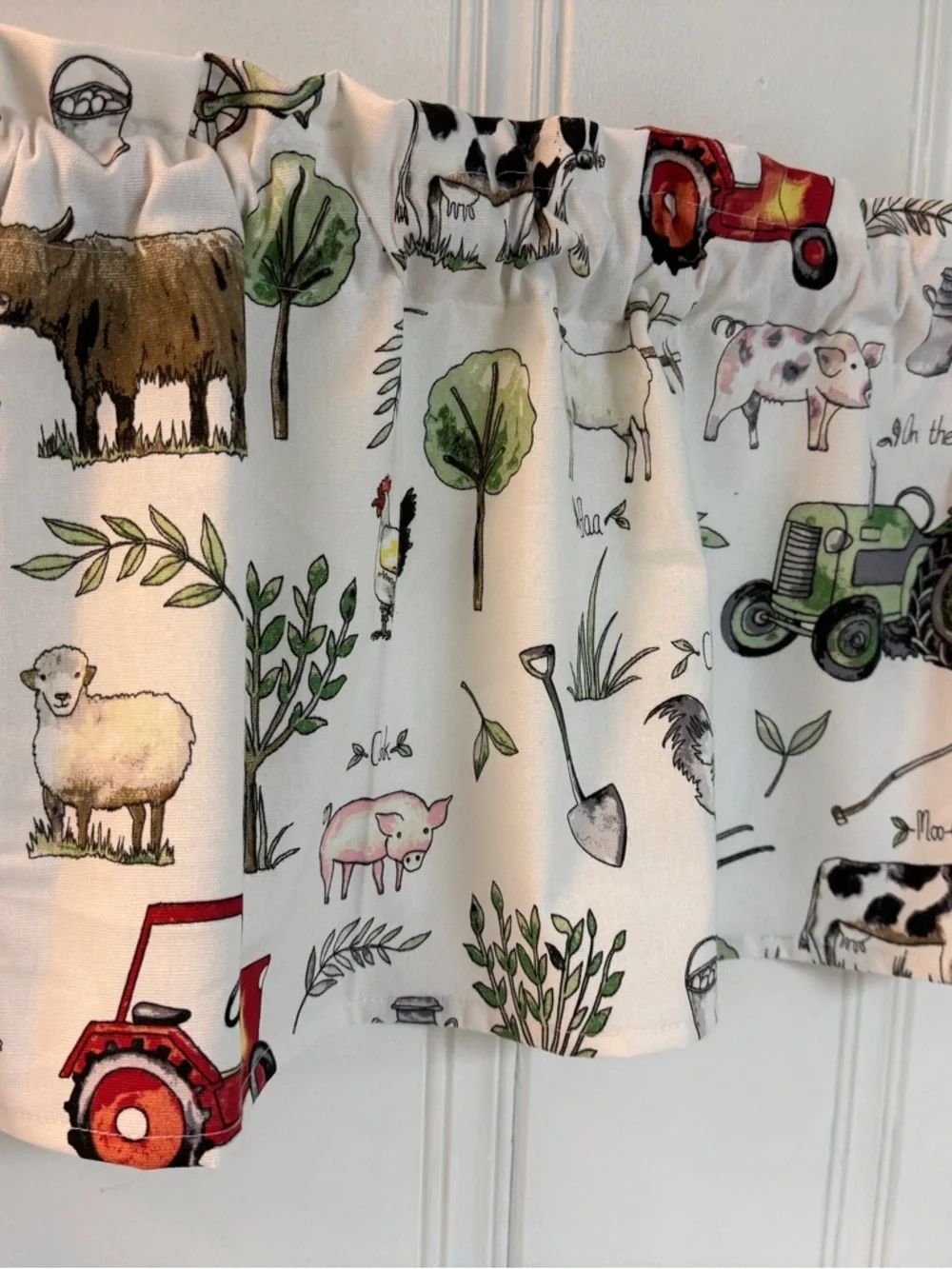 Farm Animal Print window Valance Curtain